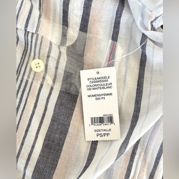 Lord + Taylor‎ Women's Size Small Button Up Stripe Sheer Nautical Coastal Chic - Picture 8 of 11